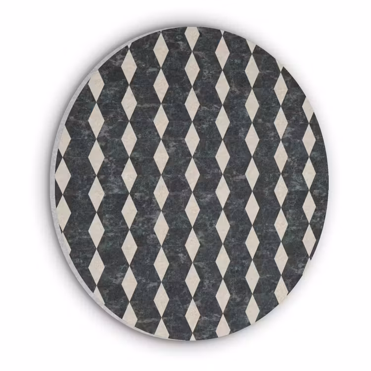 Geometrisch - Patroon - Marmer - Groen Akoestische PET Vilt - Rond klein 838 -3d