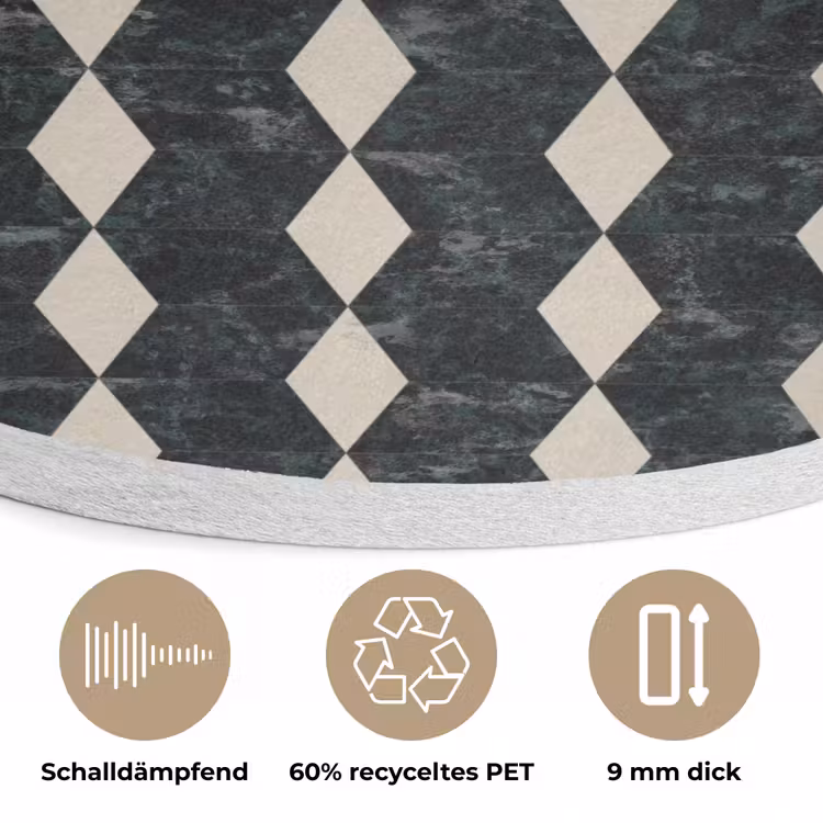 Geometrisch - Patroon - Marmer - Groen Akoestische PET Vilt - Rond klein 838 -closeup_DE