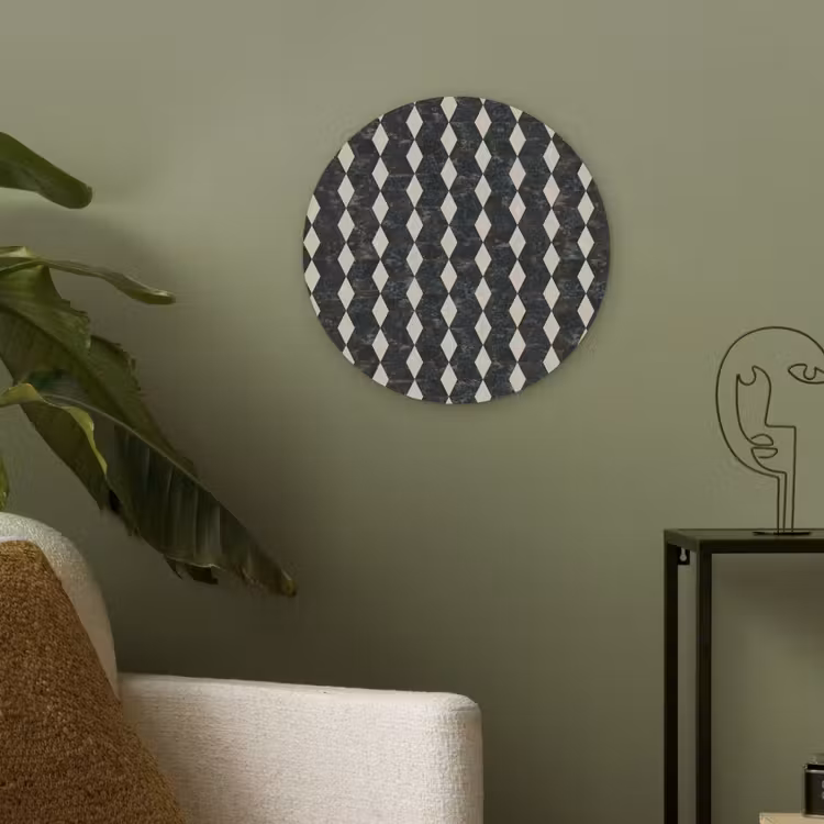 Geometrisch - Patroon - Marmer - Groen Akoestische PET Vilt - Rond klein 838 -sfeer2