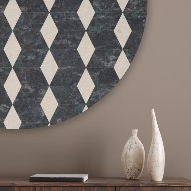 Geometrisch - Patroon - Marmer - Groen Akoestische PET Vilt - Rond klein 838 -sfeer5_closeup