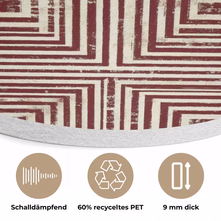Geometrisch - Patroon - Rood Akoestische PET Vilt - Rond klein 838 -closeup_DE