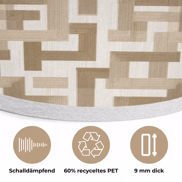 Geometrisch - Retro - Bruin Akoestische PET Vilt - Rond klein 838 -closeup_DE