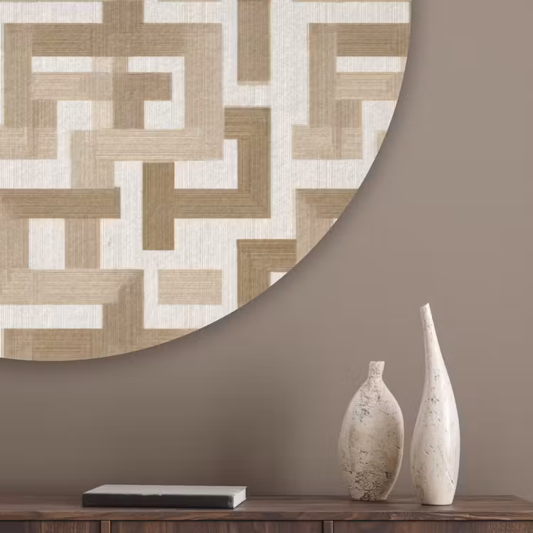 Geometrisch - Retro - Bruin Akoestische PET Vilt - Rond klein 838 -sfeer5_closeup