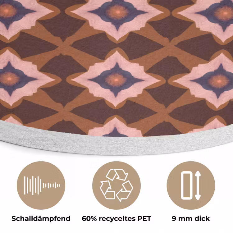 Geometrisch - Sierlijk - Bruin Akoestische PET Vilt - Rond klein 838 -closeup_DE
