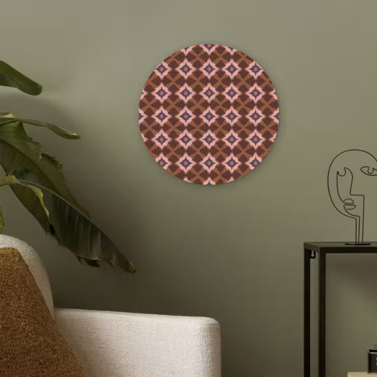 Geometrisch - Sierlijk - Bruin Akoestische PET Vilt - Rond klein 838 -sfeer2