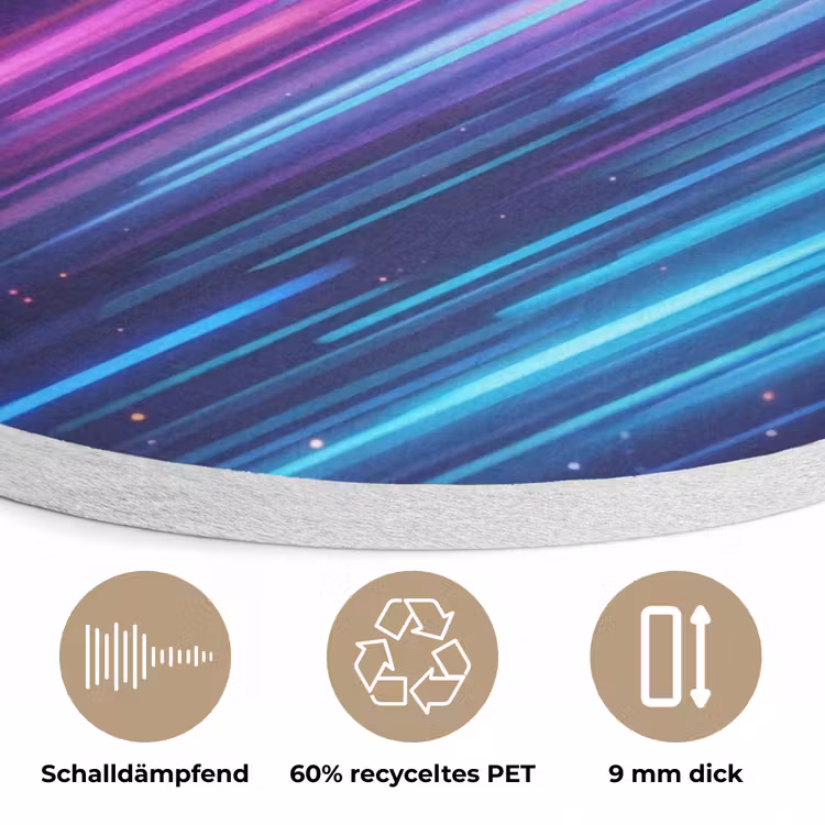 Snelheid - Kosmos - Kleurrijk Akoestische PET Vilt - Rond klein -closeup_DE