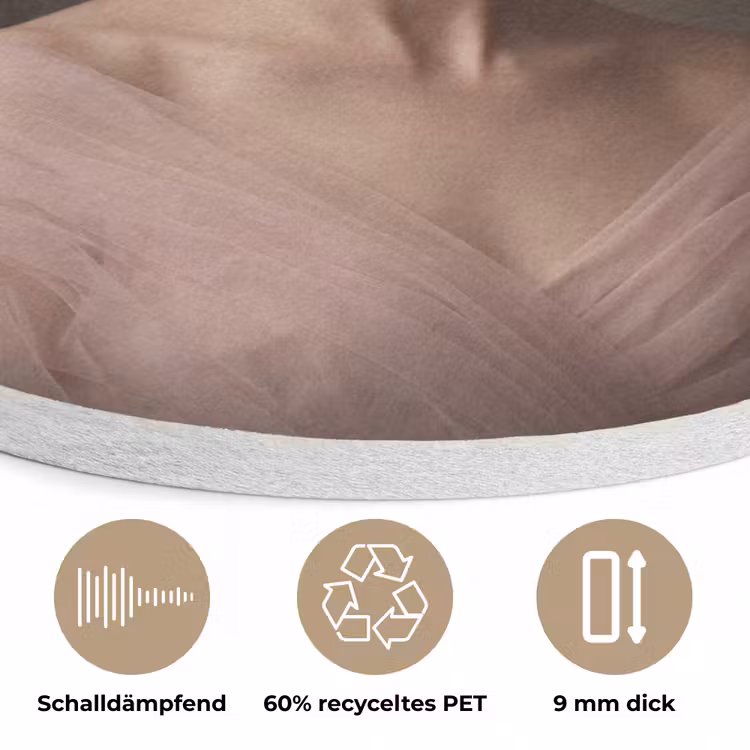 Gezicht - Roos - Roze Akoestische PET Vilt - Rond klein -closeup_DE