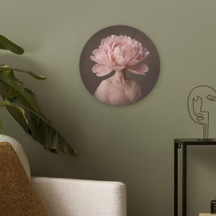 Gezicht - Roos - Roze Akoestische PET Vilt - Rond klein -sfeer2