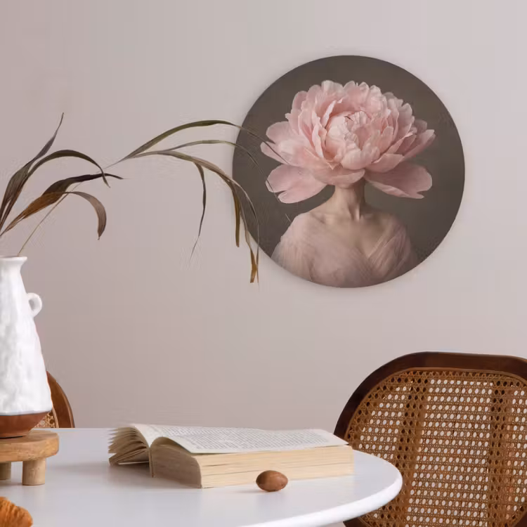 Gezicht - Roos - Roze Akoestische PET Vilt - Rond klein -sfeer3