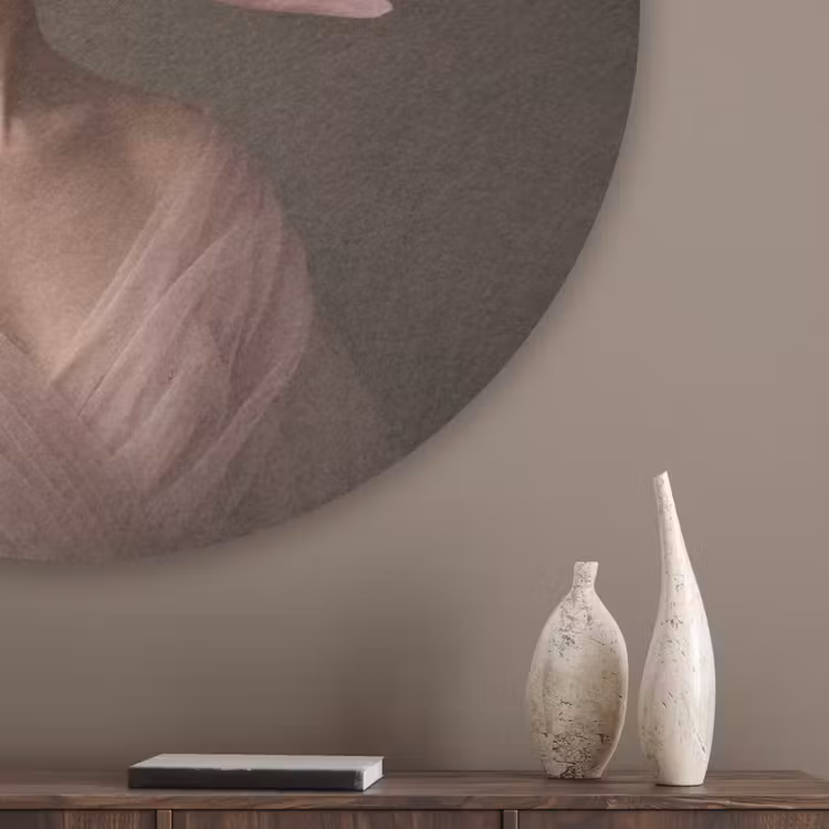 Gezicht - Roos - Roze Akoestische PET Vilt - Rond klein -sfeer5_closeup