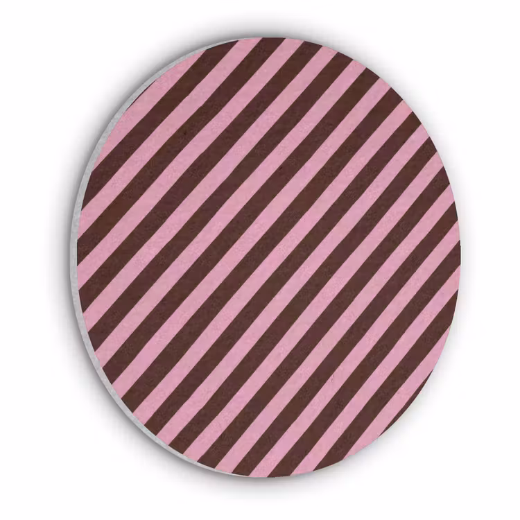 Strepen - Roze - Bruin Akoestische PET Vilt - Rond klein 838 -3d