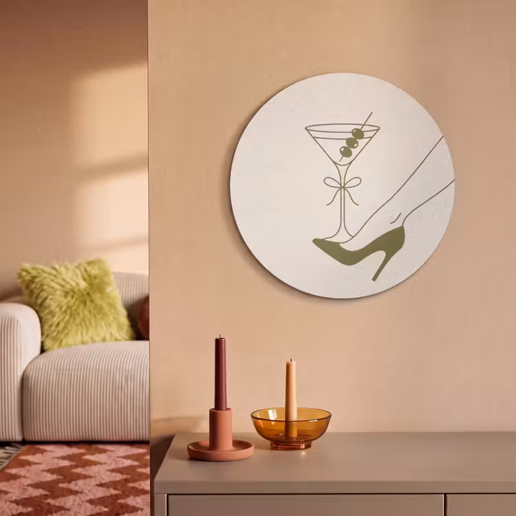 Drank - Martini - Hoge hak - Mode - Groen Akoestische PET Vilt - Rond klein -sfeer1