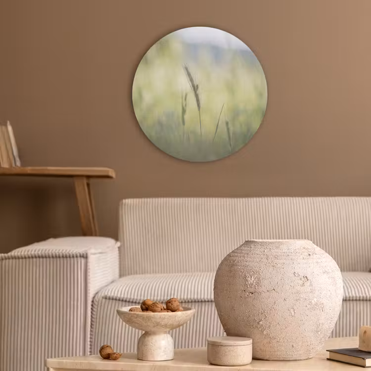 Graan - Aar - Natuur - Groen - Detail Akoestische PET Vilt - Rond klein -sfeer1