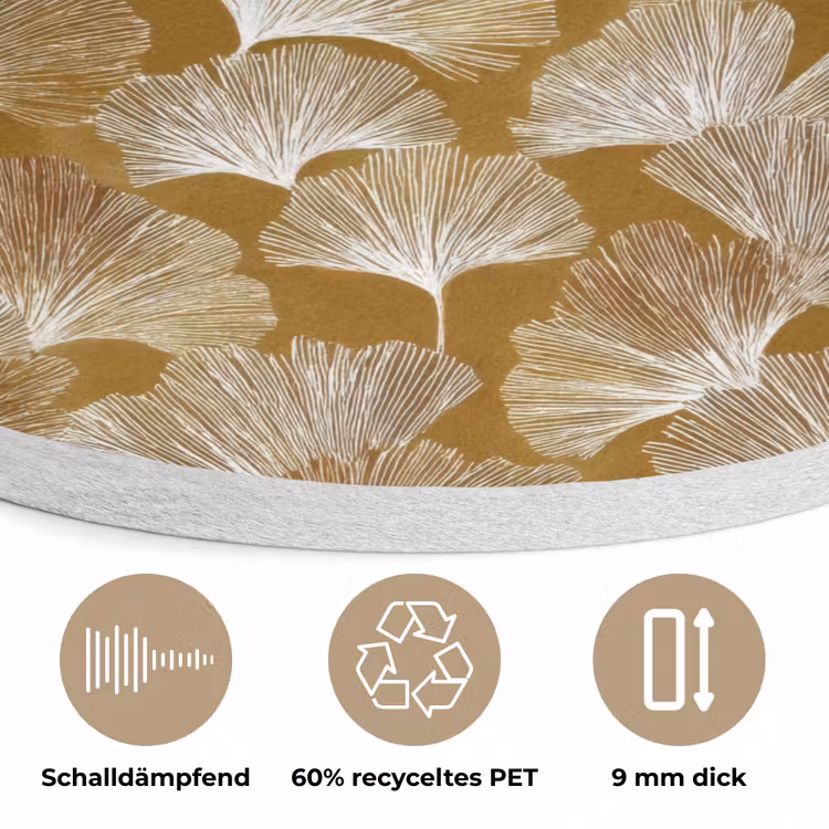 Ginkgo - Bladeren - Goud Akoestische PET Vilt - Rond klein 838 -closeup_DE