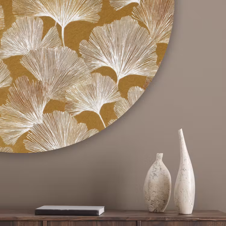 Ginkgo - Bladeren - Goud Akoestische PET Vilt - Rond klein 838 -sfeer5_closeup