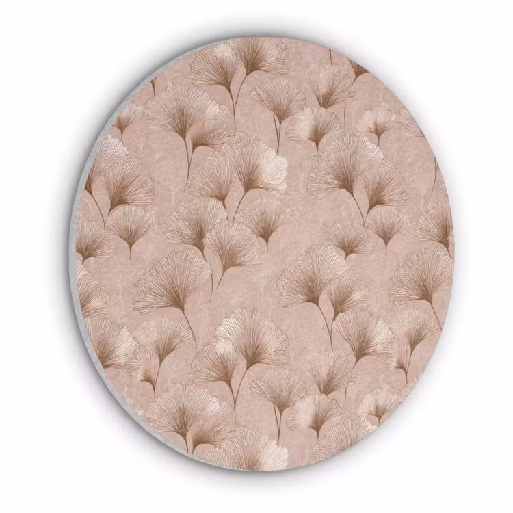 Ginkgo - Patroon - Roze Akoestische PET Vilt - Rond klein 838 -3d