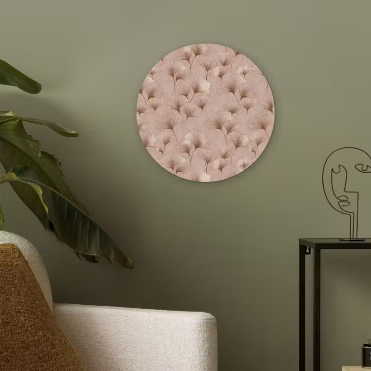 Ginkgo - Patroon - Roze Akoestische PET Vilt - Rond klein 838 -sfeer2