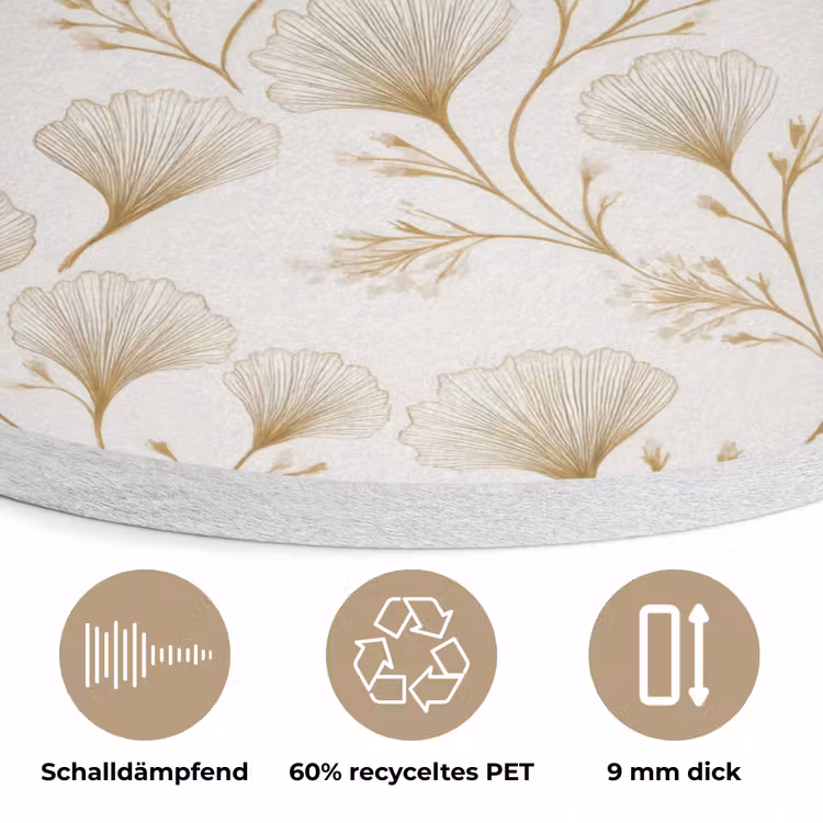 Ginkgo - Takken - Goud Akoestische PET Vilt - Rond klein 838 -closeup_DE