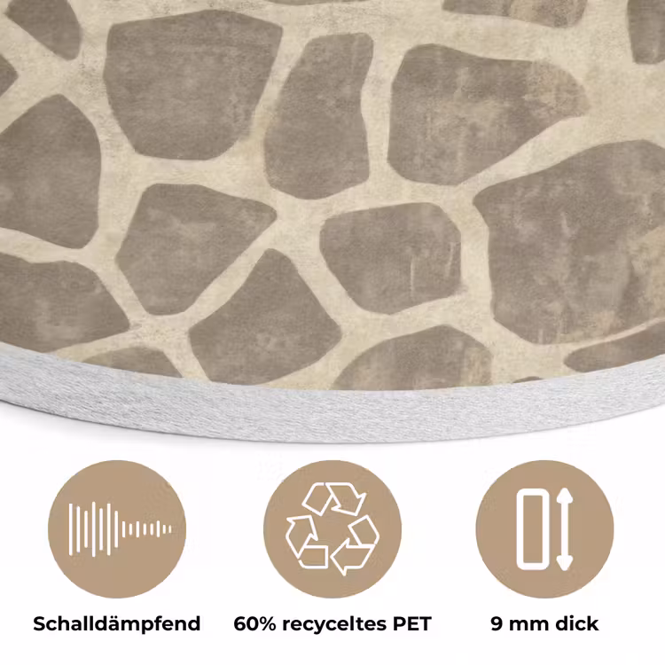 Giraf - Patroon - Beige - Bruin Akoestische PET Vilt - Rond klein 838 -closeup_DE