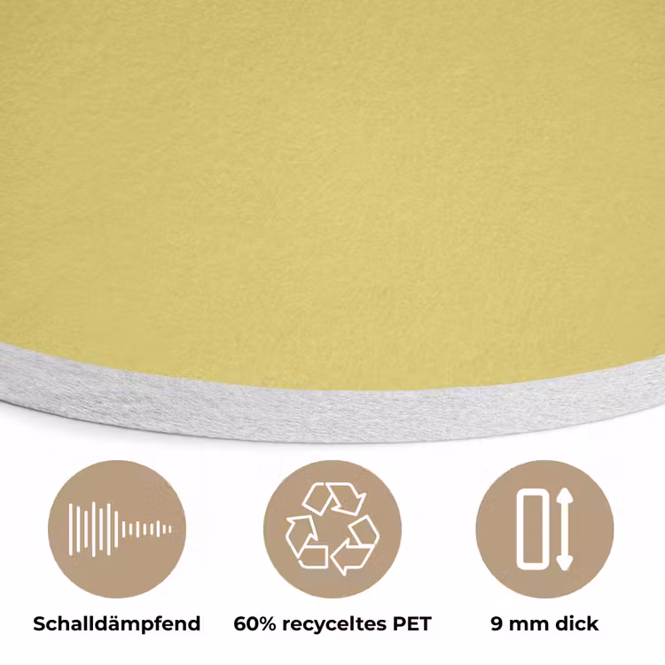 Golden - Ochre - Geel Akoestische PET Vilt - Rond klein 838 -closeup_DE