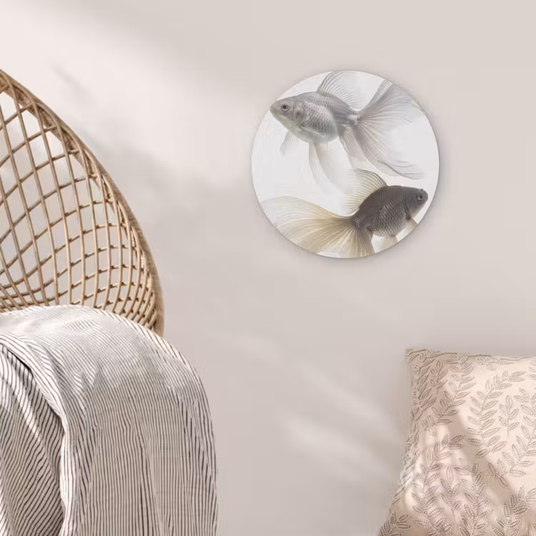 Goudvissen - Modern - Wit Akoestische PET Vilt - Rond klein -sfeer4
