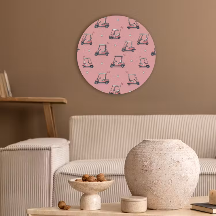 Golfkar - Retro - Roze Akoestische PET Vilt - Rond klein 838 -sfeer1