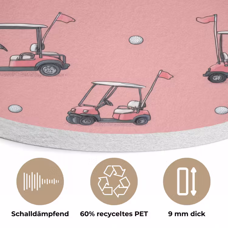 Golfkar - Retro - Roze Akoestische PET Vilt - Rond klein 838 -closeup_DE