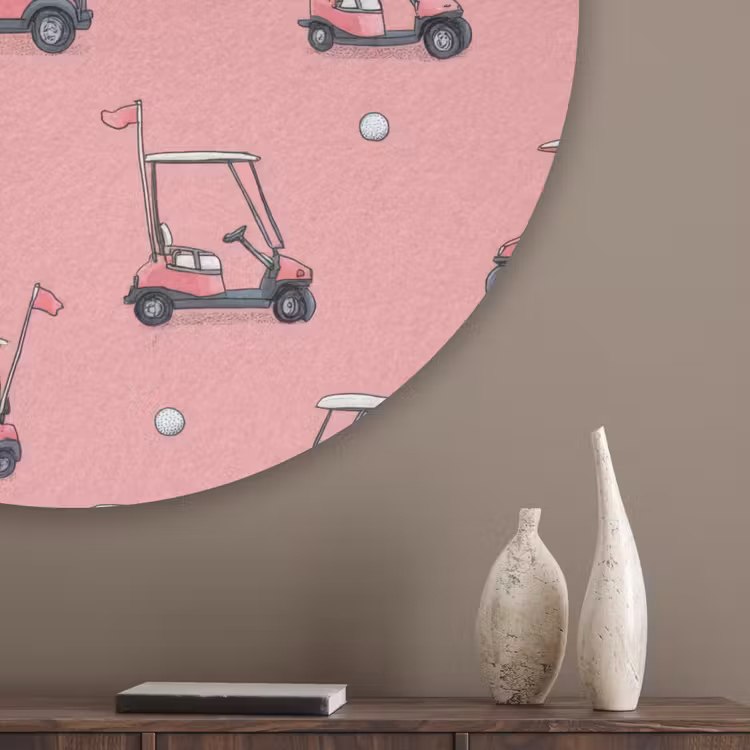 Golfkar - Retro - Roze Akoestische PET Vilt - Rond klein 838 -sfeer5_closeup