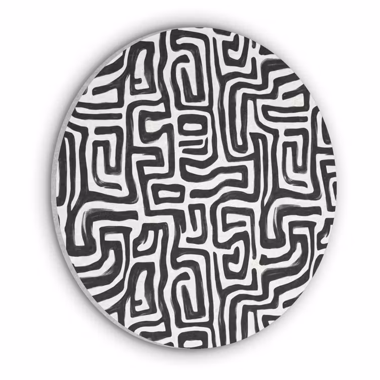 Grafisch - Lijnen - Zwart - Wit Akoestische PET Vilt - Rond klein 838 -3d