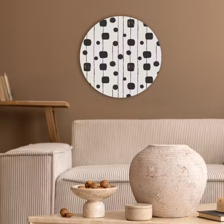 Grafisch - Modern - Zwart Akoestische PET Vilt - Rond klein 838 -sfeer1
