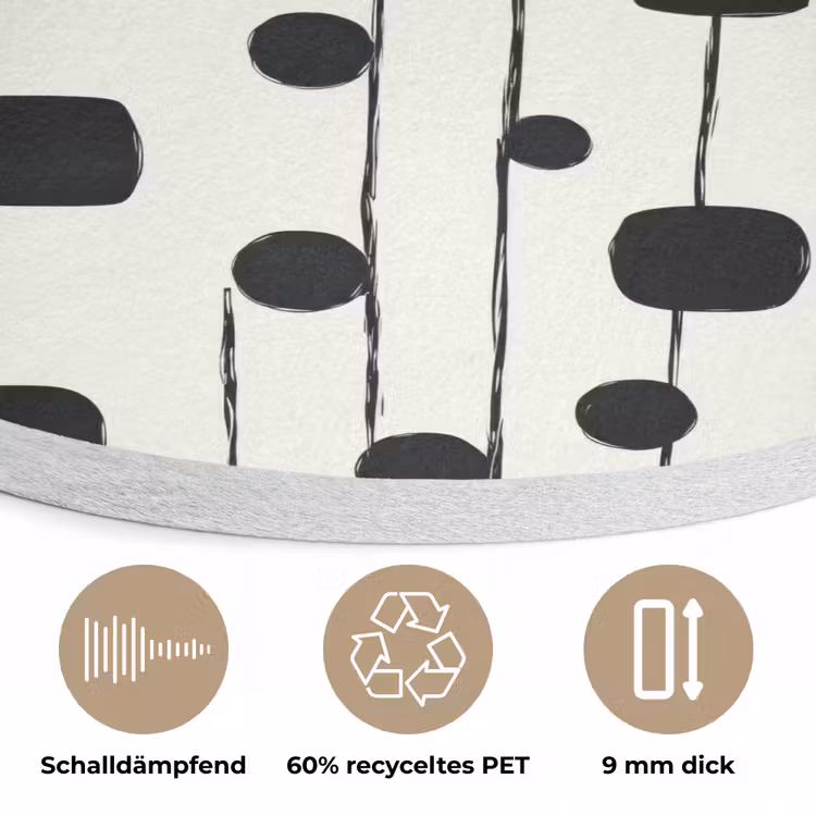 Grafisch - Modern - Zwart Akoestische PET Vilt - Rond klein 838 -closeup_DE