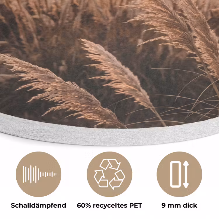 Gras - Veld - Zon - Natuur Akoestische PET Vilt - Rond klein -closeup_DE