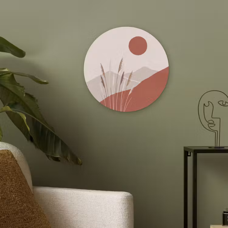 Gras - Landschap - Natuur - Abstract - Beige Akoestische PET Vilt - Rond klein -sfeer2