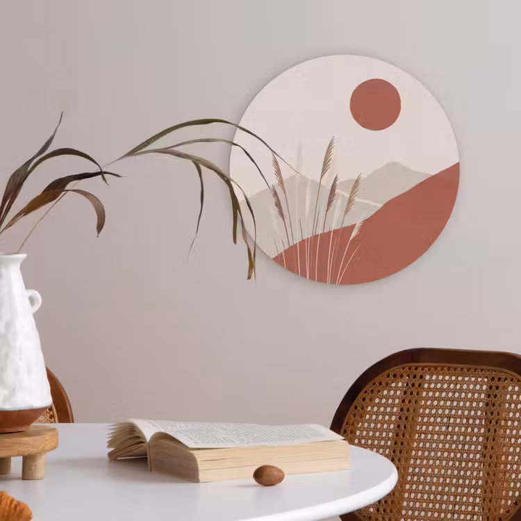 Gras - Landschap - Natuur - Abstract - Beige Akoestische PET Vilt - Rond klein -sfeer3