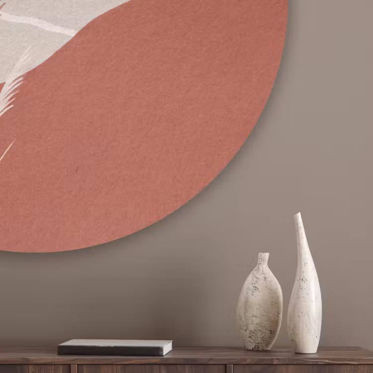 Gras - Landschap - Natuur - Abstract - Beige Akoestische PET Vilt - Rond klein -sfeer5_closeup