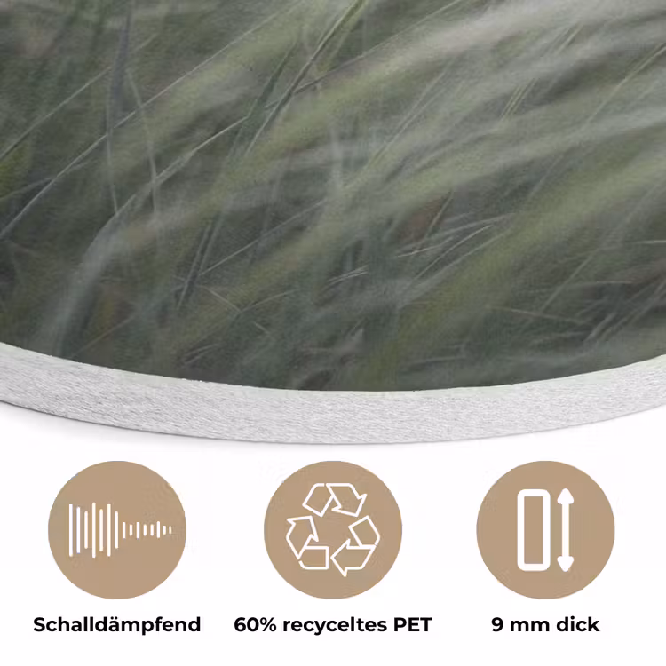 Gras - Wazig - Natuur - Groen - Zacht Akoestische PET Vilt - Rond klein -closeup_DE
