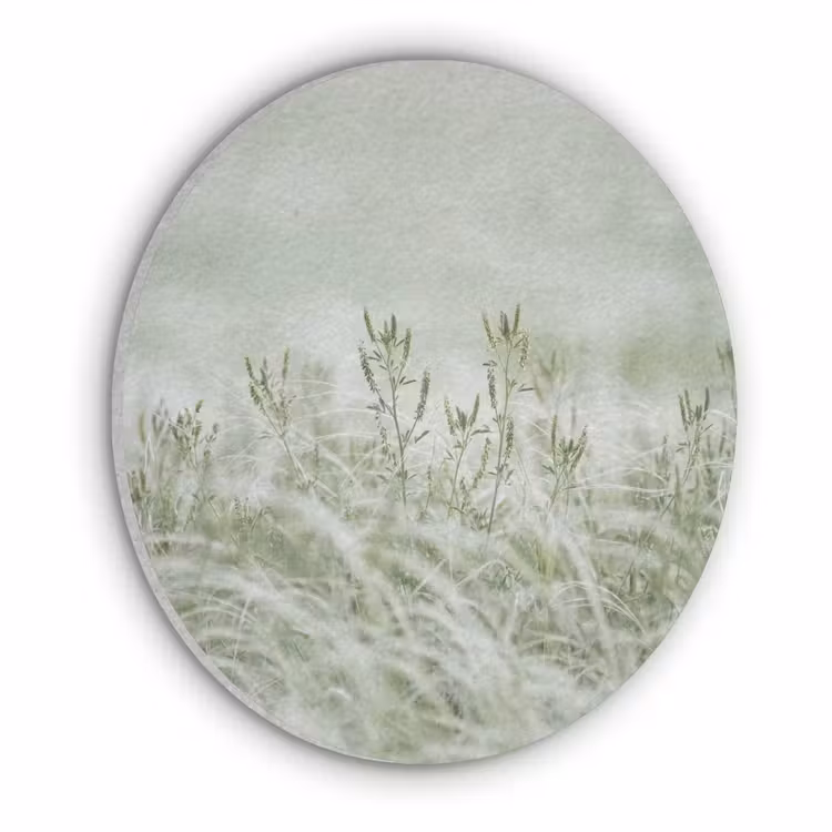 Grassen - Minimalistisch - Groen Akoestische PET Vilt - Rond klein -3d