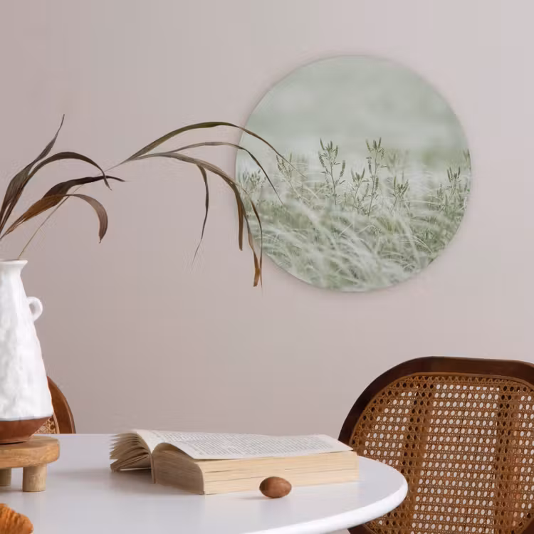 Grassen - Minimalistisch - Groen Akoestische PET Vilt - Rond klein -sfeer3