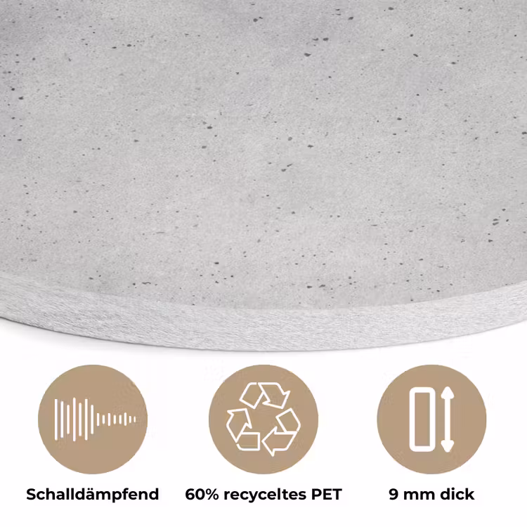 Grijs - Beton - Neutraal Akoestische PET Vilt - Rond klein 838 -closeup_DE