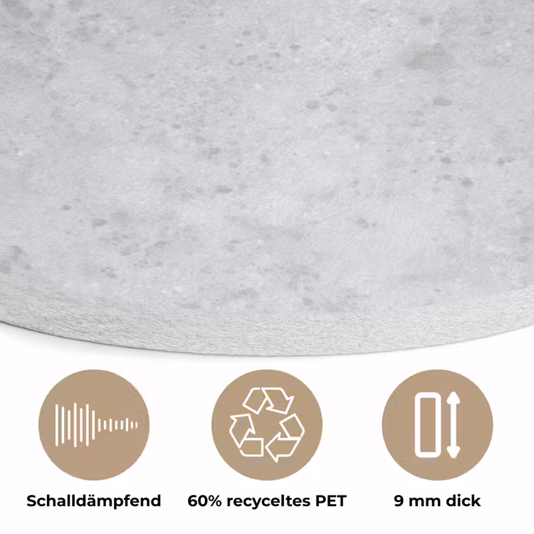 Grijs - Terrazzo-effect - Beton Akoestische PET Vilt - Rond klein 838 -closeup_DE