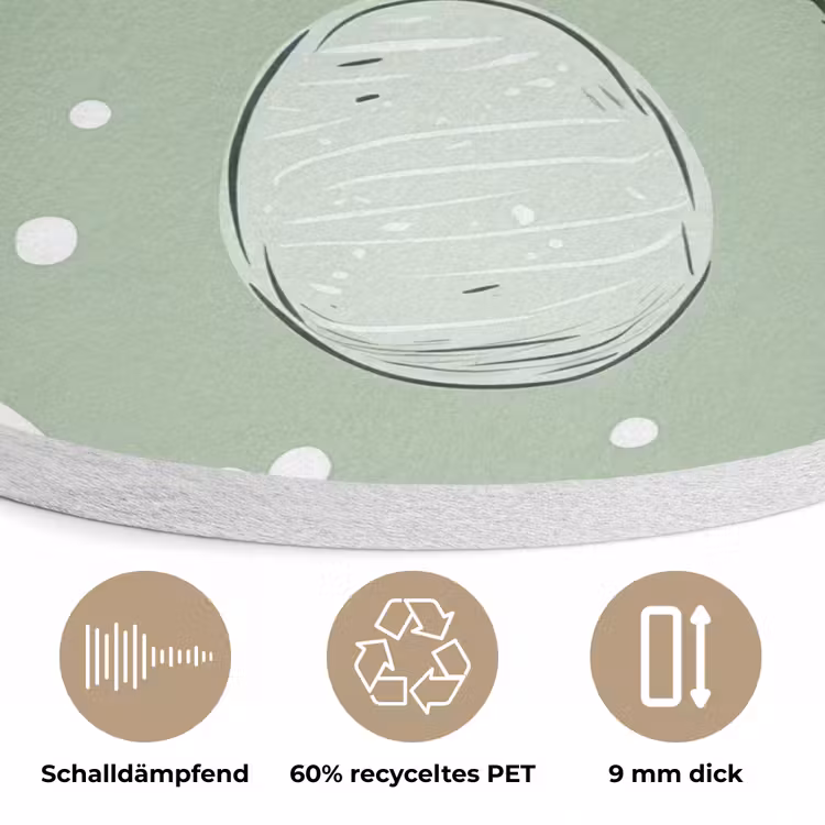 Groen - Eieren - Patroon Akoestische PET Vilt - Rond klein -closeup_DE