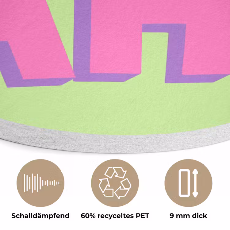 Groen - Neon - Quote Akoestische PET Vilt - Rond klein -closeup_DE