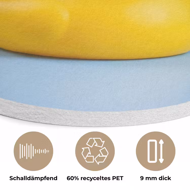 Badeend - Handdoek - Blauw Akoestische PET Vilt - Rond klein -closeup_DE