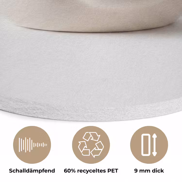 Badeend - Minimalistisch - Wit Akoestische PET Vilt - Rond klein -closeup_DE