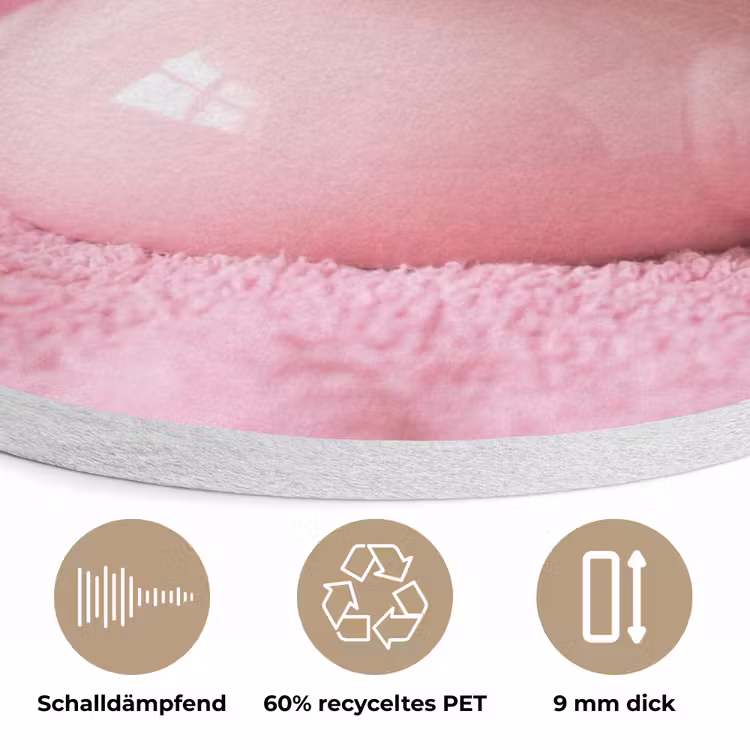 Badeend -Strik - Roze Akoestische PET Vilt - Rond klein -closeup_DE