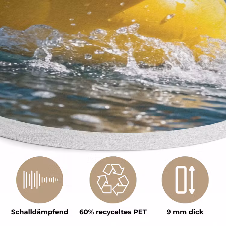 Badeend - Stoer - Golven Akoestische PET Vilt - Rond klein -closeup_DE