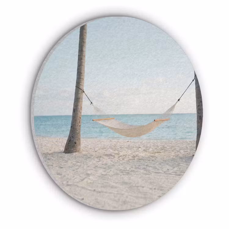 Hangmat - Strand - Wit Akoestische PET Vilt - Rond klein -3d