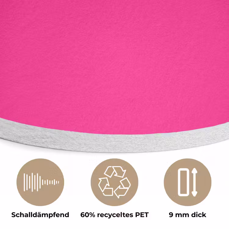 Hot - Fuchsia - Roze Akoestische PET Vilt - Rond klein 838 -closeup_DE
