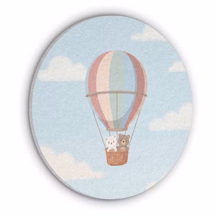 Luchtballon - Beren - Pastel Akoestische PET Vilt - Rond klein -3d