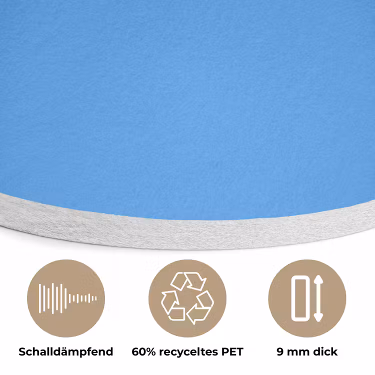 Bright - Azure - Blauw Akoestische PET Vilt - Rond klein 838 -closeup_DE